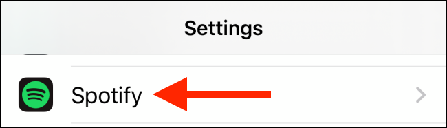 Toque em Spotify em Configurações