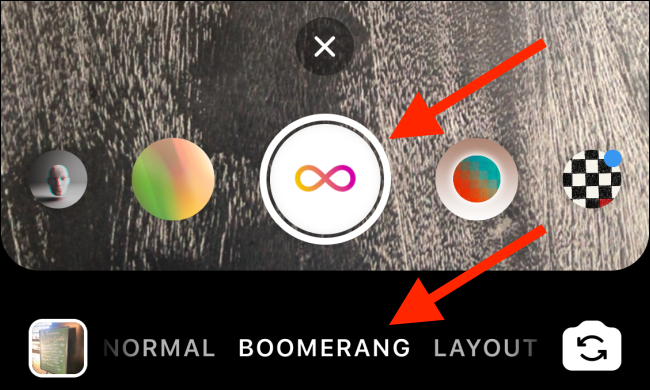 Toque no botão do obturador para fazer um Boomerang.