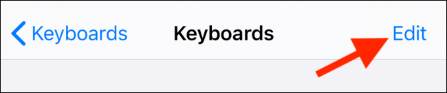 Toque no botão Editar na seção Teclados