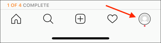 Toque no ícone do seu perfil do Instagram.