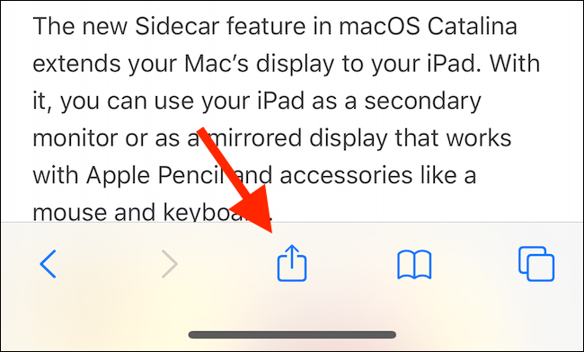 Toque no botão Compartilhar no Safari.