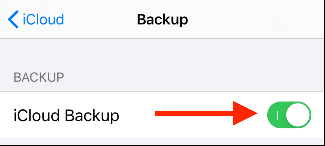 Toque em alternar ao lado de Backups do iCloud