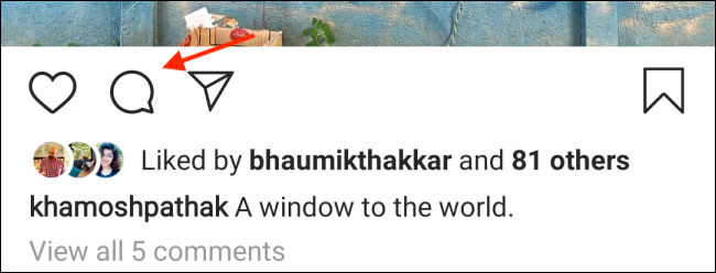 Toque no botão Comentários no Instagram para Android