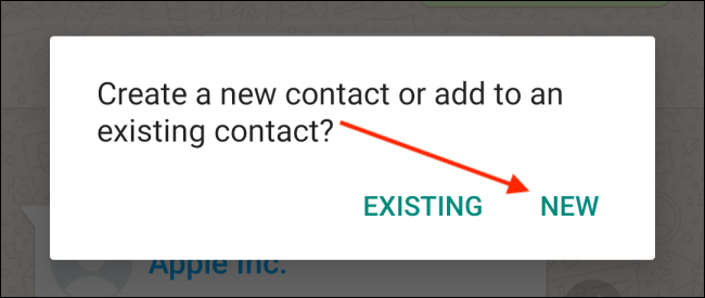 Toque no botão Novo para contato no Android