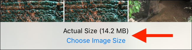 Toque em "Escolher tamanho da imagem".