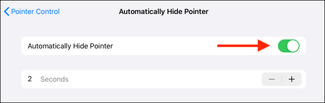 Toque para desativar a ocultação automática do cursor