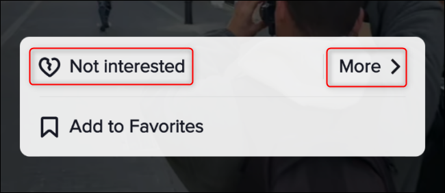 Toque em "Não estou interessado" ou "Mais".