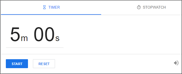 A guia "Timer" no Google.