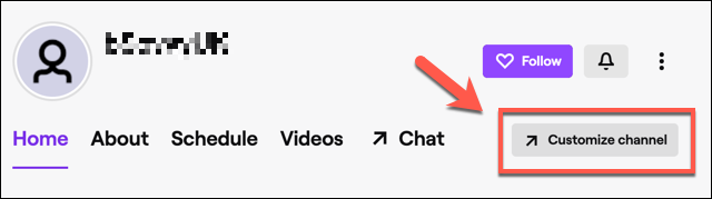 No perfil do canal do Twitch, clique no botão "Personalizar canal".