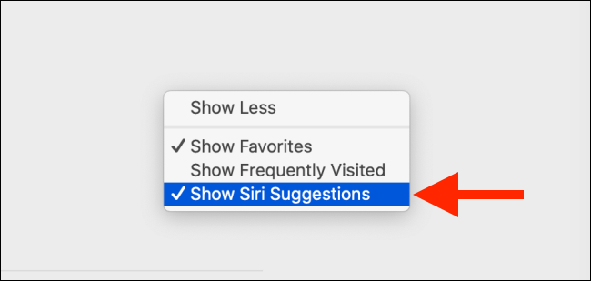 Desmarque a opção Mostrar sugestões do Siri no Mac