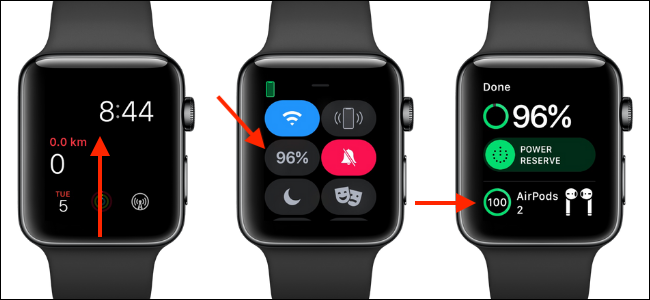 Use o Control Center no Apple Watch para ver a vida útil da bateria dos AirPods