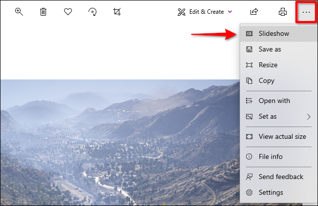 Use a apresentação de slides no aplicativo Fotos do Windows 10