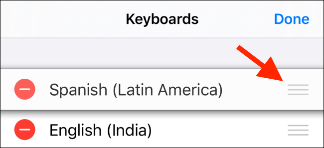 Use o identificador para reordenar os teclados