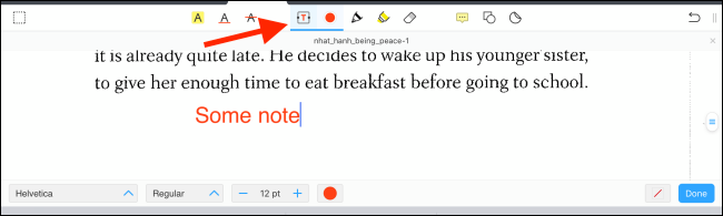 Use o recurso Texto para adicionar uma caixa de texto no PDF