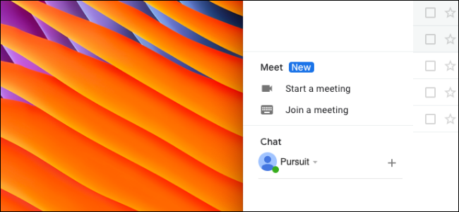 Usuário removendo a seção do Google Meet na barra lateral do Gmail