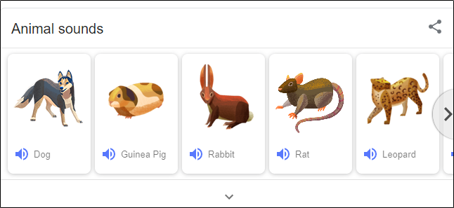 O painel "Animal Sounds" no Google.