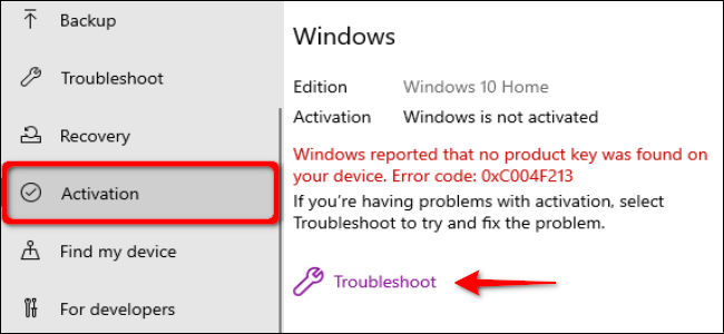 Solução de problemas de ativação do Windows 10