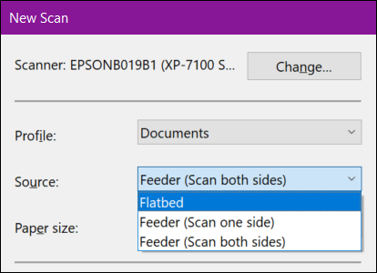 Nova origem de digitalização do Windows Fax e Scan