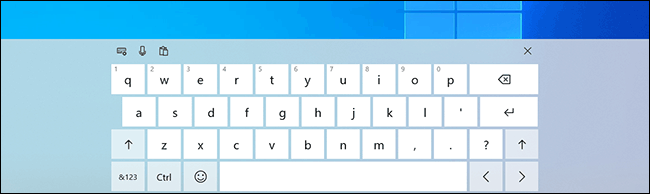 O teclado na tela do Windows, ativado para uso