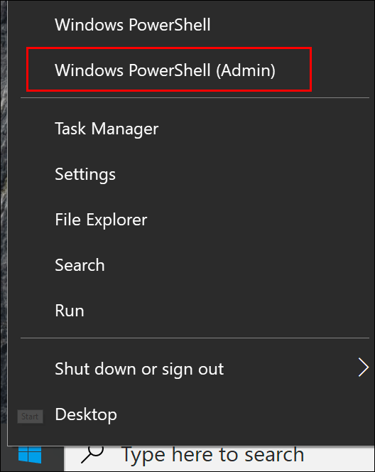 Clique em “Windows PowerShell (Admin)”.