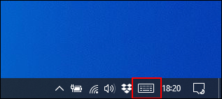 Clique no ícone do teclado na tela na área de notificações da barra de tarefas do Windows