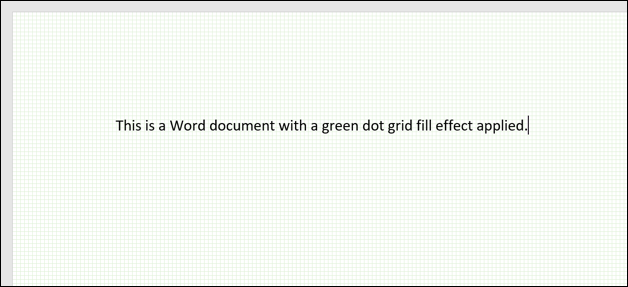 Um documento do Word com um fundo de grade de pontos em verde.