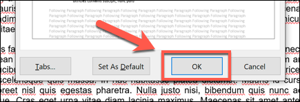 Na janela de configurações "Parágrafo", clique em "OK" para salvar suas configurações.