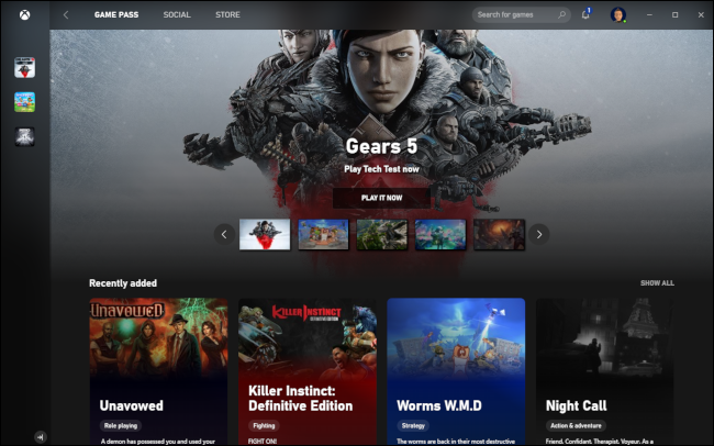 Xbox Game Pass com o jogo Gears 5.