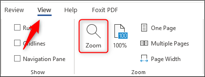 Opção de zoom na guia de visualização