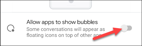 não permitir que os aplicativos mostrem bolhas