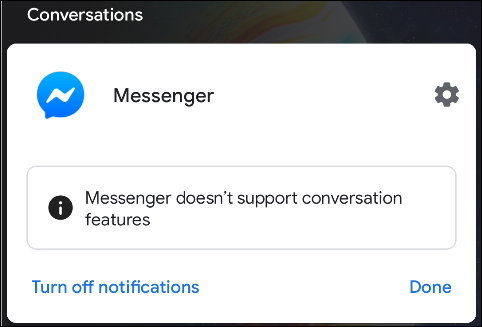 o aplicativo não suporta conversas do Android 11