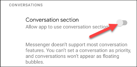 remover aplicativo da seção de conversa