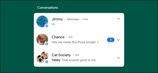 captura de tela das conversas do android 11