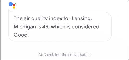 ação aircheck do assistente do google