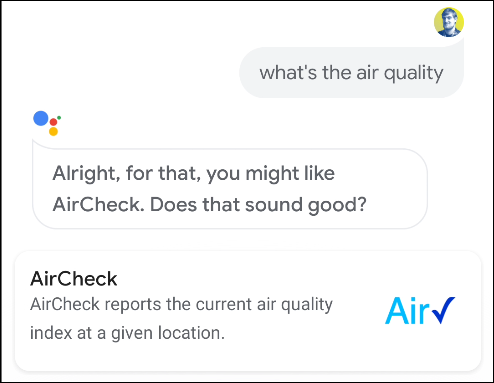 ação aircheck do assistente do google