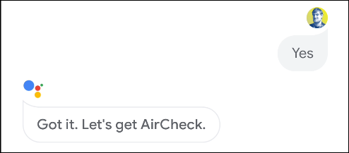 ação aircheck do assistente do google