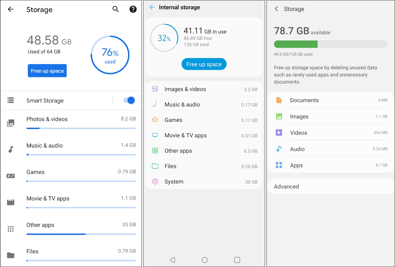 telas de armazenamento pixel LG e samsung