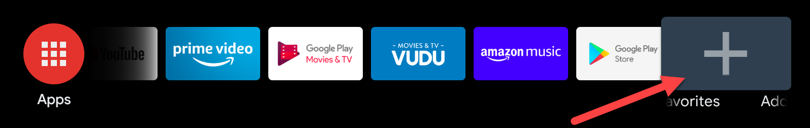 android tv adicionar aplicativos favoritos