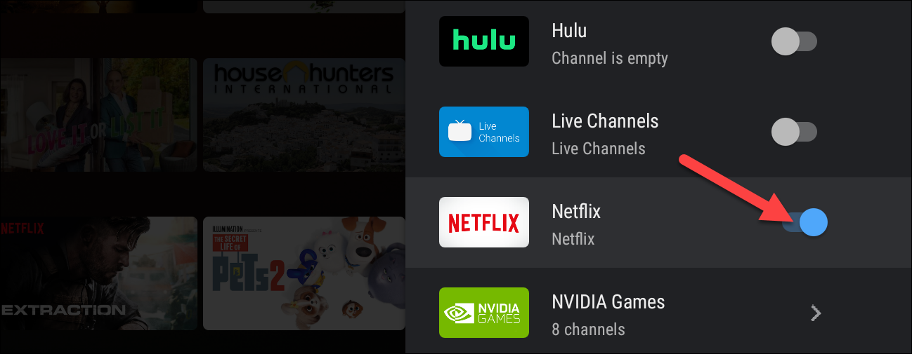 android tv adicionar netflix row
