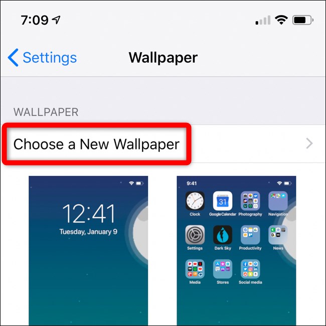 Apple iPhone Escolha uma nova opção de papel de parede