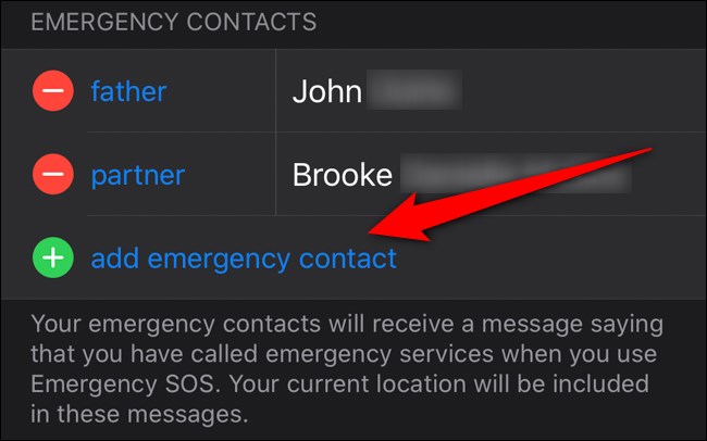 Apple iPhone Health App Selecione Adicionar contato de emergência