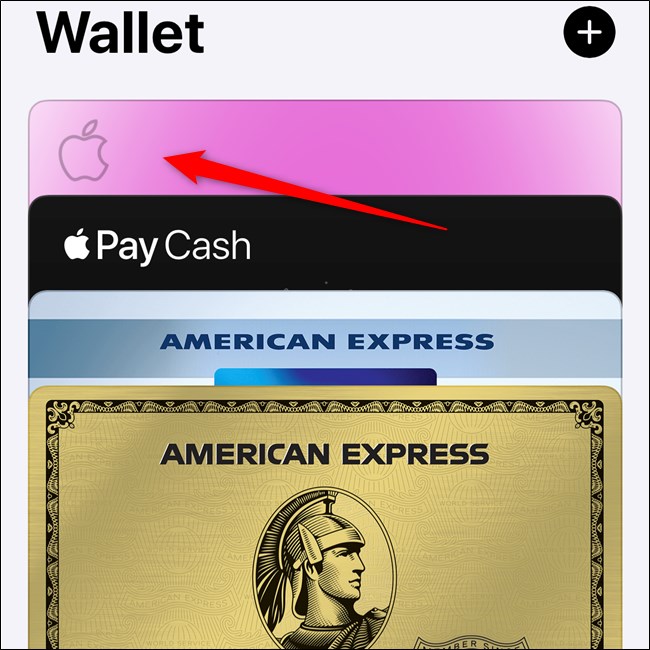 Apple iPhone Selecione Apple Card no aplicativo Wallet