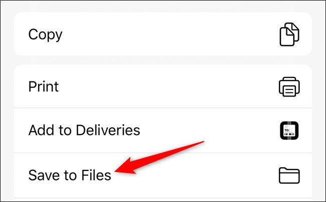 Apple iPhone Selecione o botão Salvar em Arquivos no aplicativo Wallet