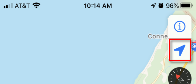 Pressione a seta de navegação no Apple Maps no iPhone.