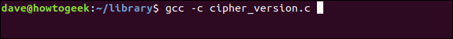 gcc -c cipher_version.c em uma janela de terminal