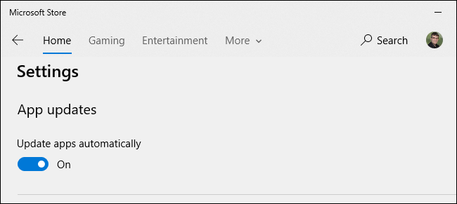 Habilitando atualizações automáticas de aplicativos no Windows 10.