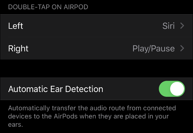 A opção "Detecção automática de ouvido" no iOS.