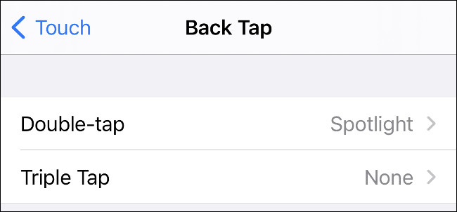 O menu "Back Tap" no iOS 14.