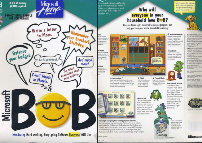 Brochura de marketing para Microsoft Bob.