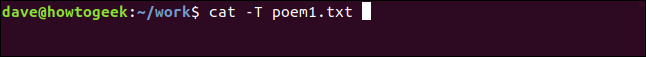 cat -T poem1.txt em uma viúva terminal